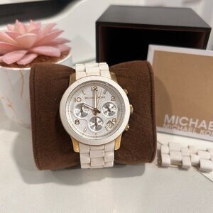 Michael Kors Gold and white Chronograph Watch